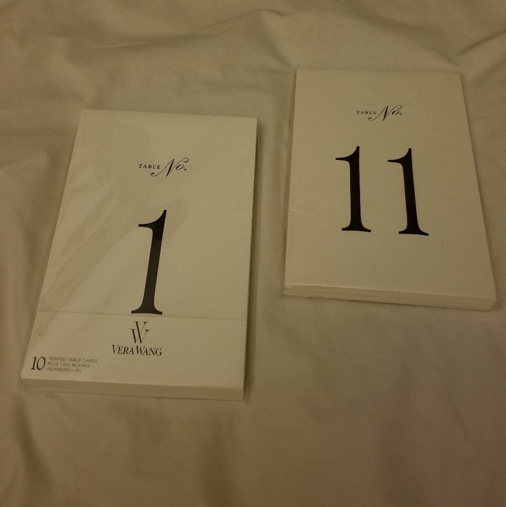 Vera Wang Numbered Table Cards 1-20